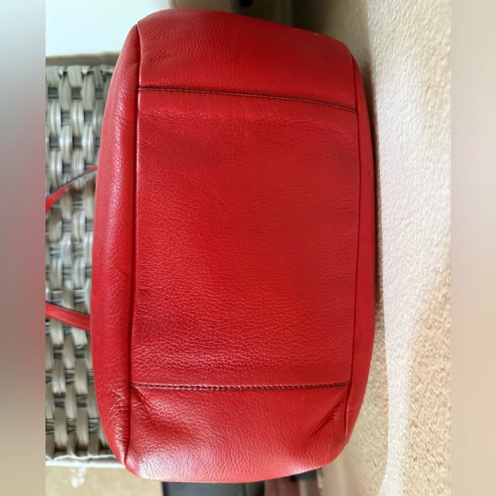 Coach Signature Canvas Tote w/ Red Coral Leather Trim – F23297 - Picture 6 of 16